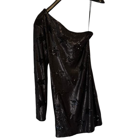 RtA Edie Black One Shoulder Sequin Mini Dress Size 4 Luxury Cocktail Party - Picture 14 of 16